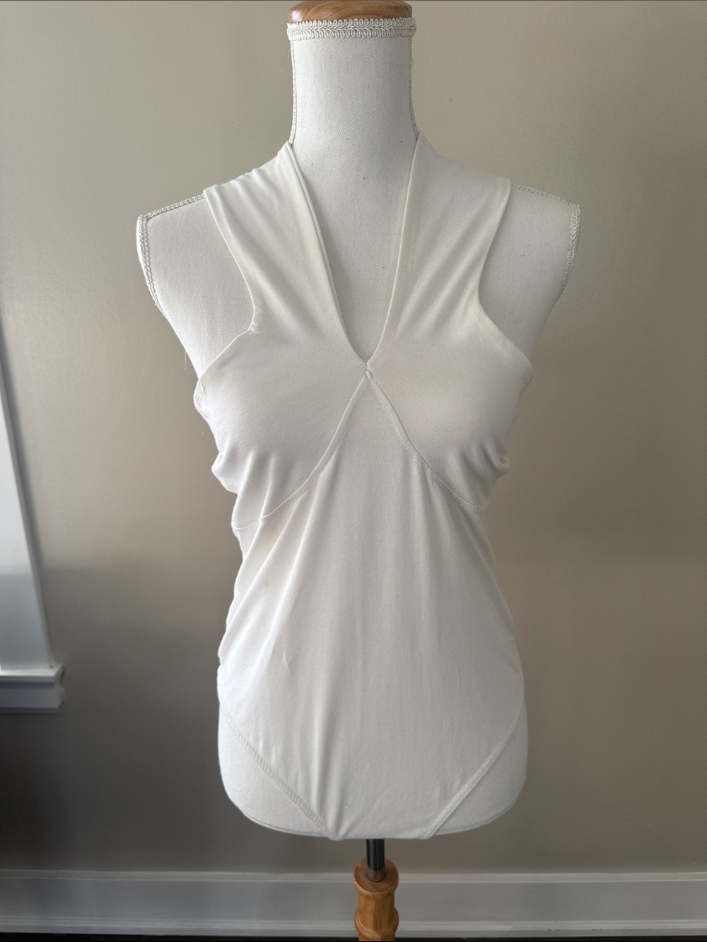 Missguided Cream Sleeveless V-Neck Draped Bodysuit